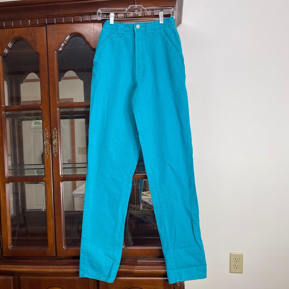 Vintage Blaze Turquoise Blue High Waisted Western Jeans Cotton Size 7/27.5